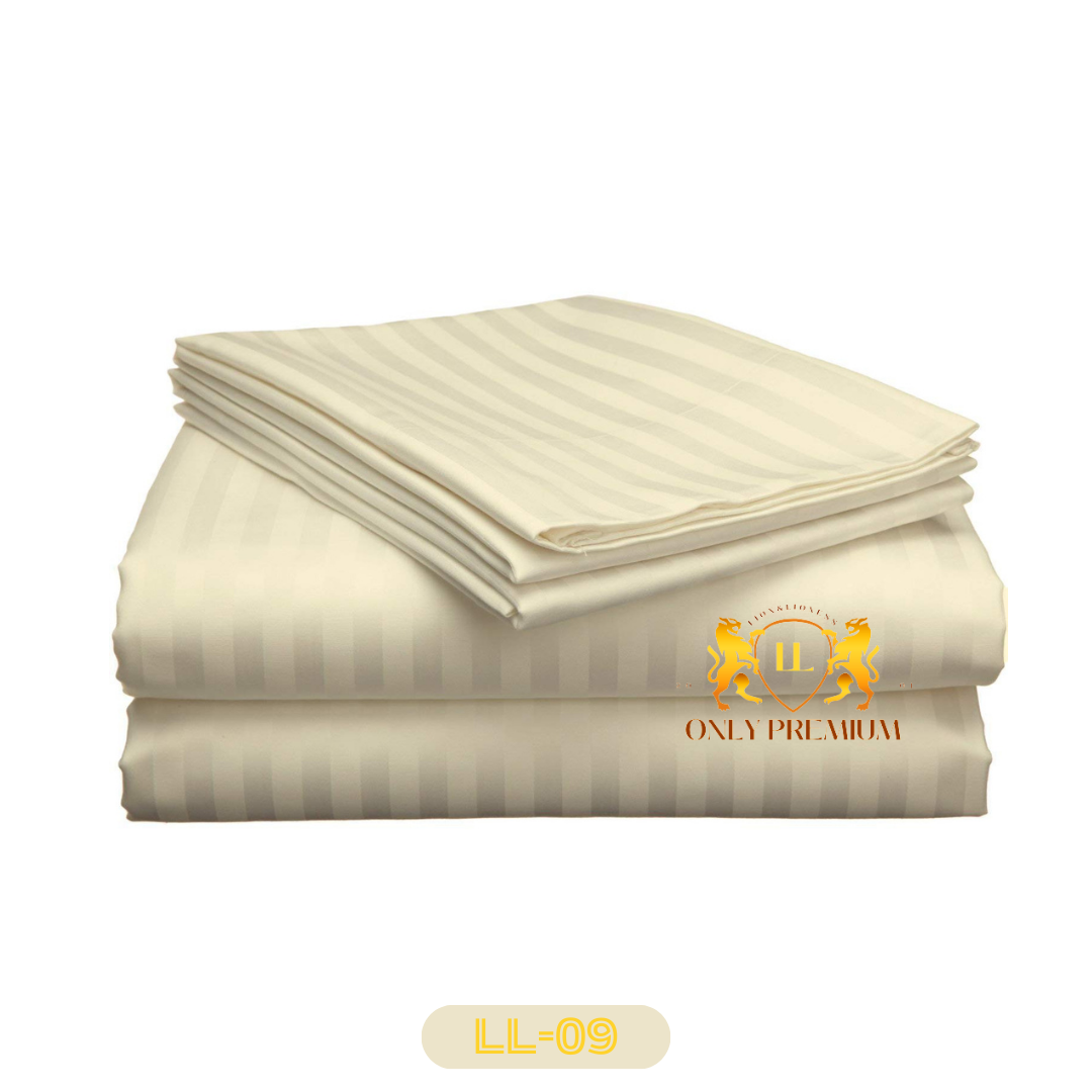 Plain Cotton Striped Satin Fabrics – Bright Cream