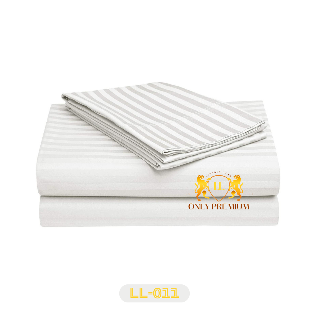 Plain Cotton Striped Satin Fabrics –Light Grey