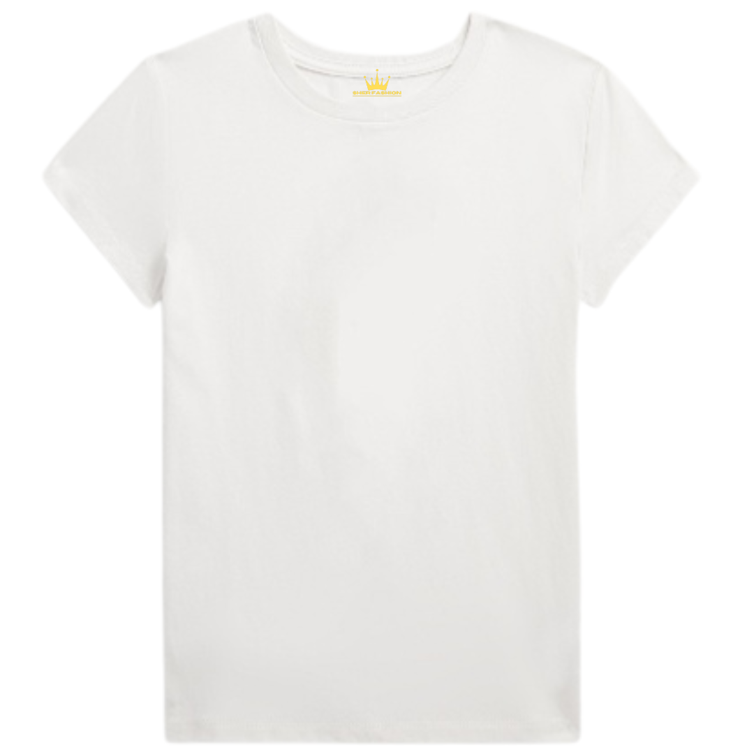 Plain Women’s Crew Neck T-Shirt with Short Sleeves