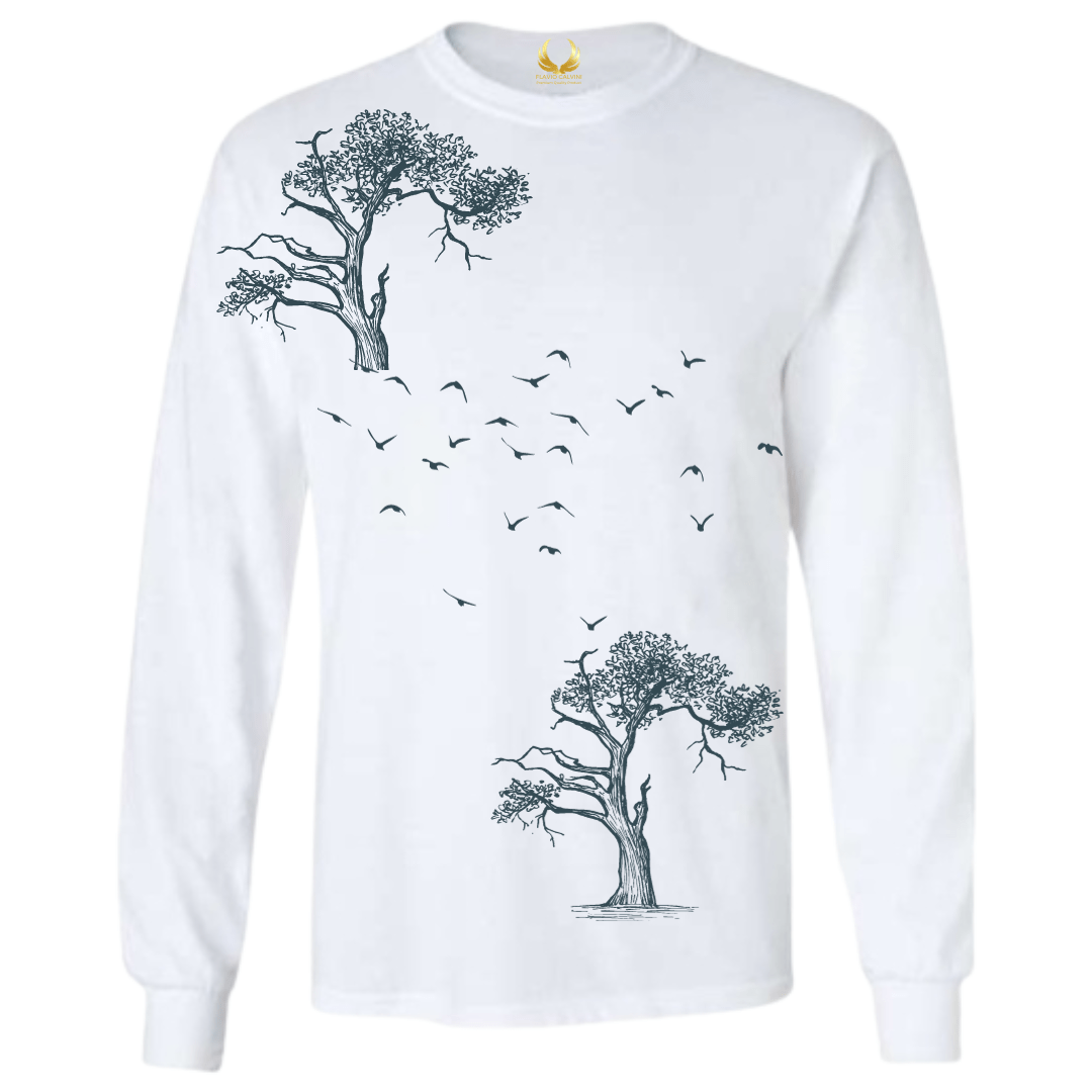 Printed Men’s Long Sleeve T-Shirt with NATURE Patterns
