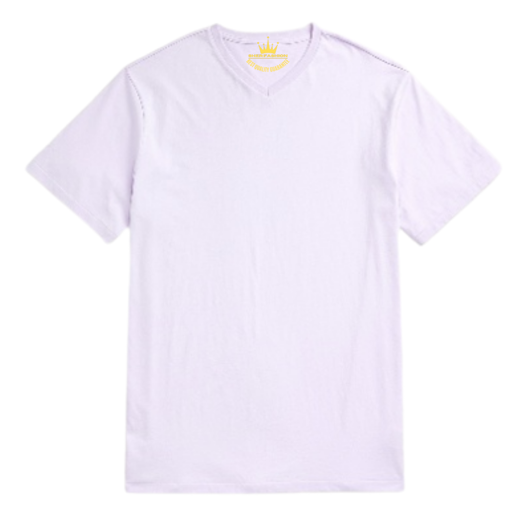 Plain Men’s V-Neck T-Shirt with Short Sleeves
