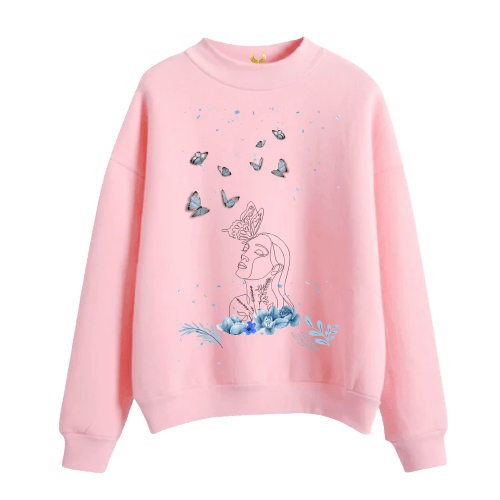 Women's Warm Sweatshirt Without Hood with Beauty Print